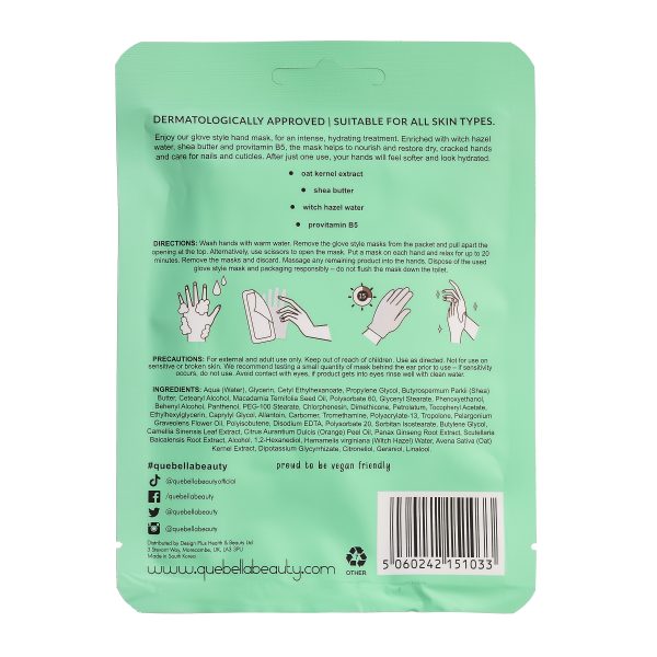 Que Bella Moisturising Hand Mask back